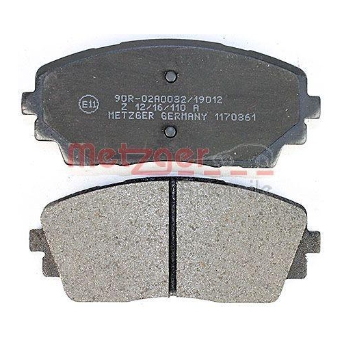 Bremsbelagsatz, Scheibenbremse METZGER 1170361 f&uuml;r KIA, Vorderachse