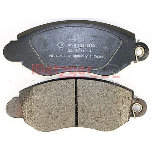 Bremsbelagsatz, Scheibenbremse METZGER 1170365 f&uuml;r FORD, Vorderachse