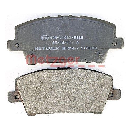 Bremsbelagsatz, Scheibenbremse METZGER 1170384 f&uuml;r HONDA, Vorderachse