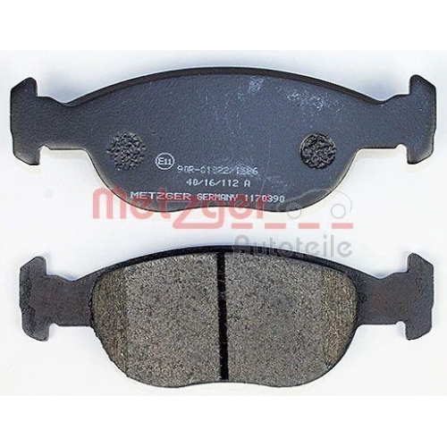 Bremsbelagsatz, Scheibenbremse METZGER 1170390 f&uuml;r FIAT, Vorderachse