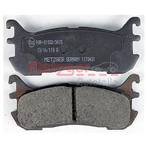 Bremsbelagsatz, Scheibenbremse METZGER 1170431 f&uuml;r MAZDA, Hinterachse