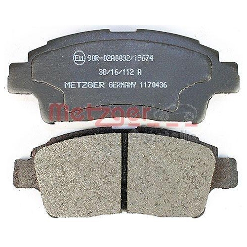 Bremsbelagsatz, Scheibenbremse METZGER 1170436 f&uuml;r TOYOTA, Vorderachse