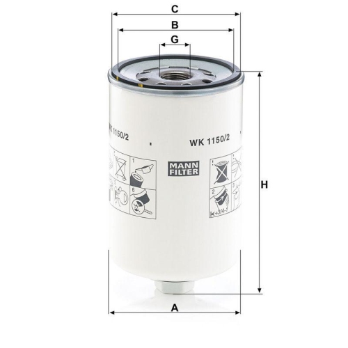 MANN-FILTER WK 1150/2 Kraftstofffilter f&uuml;r LIEBHERR JOHN DEERE YANMAR