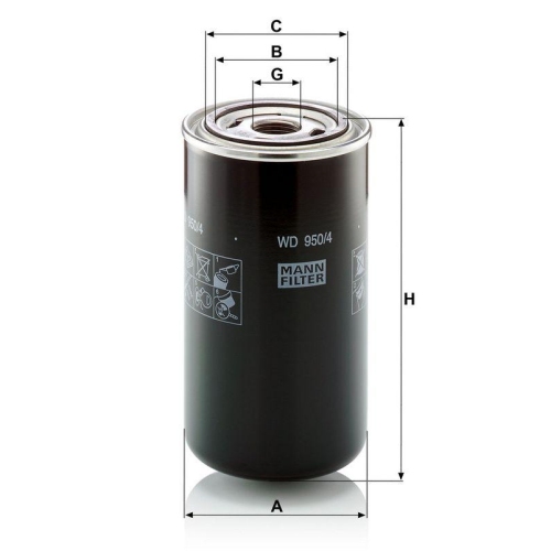 Hydraulikfilter, Automatikgetriebe MANN-FILTER WD 950/4 f&uuml;r FENDT