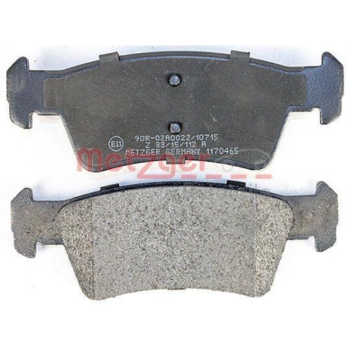 Bremsbelagsatz, Scheibenbremse METZGER 1170465 f&uuml;r VW, Hinterachse