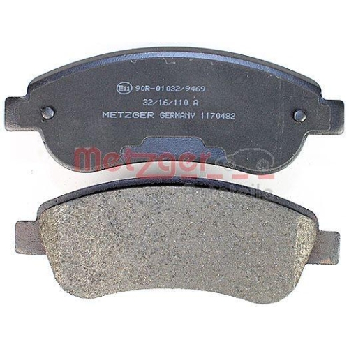 Bremsbelagsatz, Scheibenbremse METZGER 1170482 f&uuml;r HONDA, Vorderachse