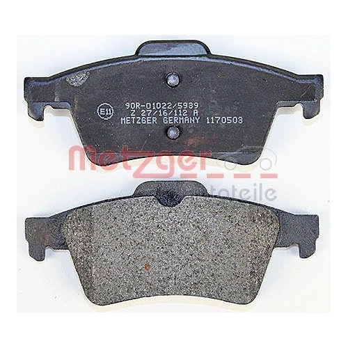 Bremsbelagsatz, Scheibenbremse METZGER 1170503 f&uuml;r PEUGEOT, Hinterachse