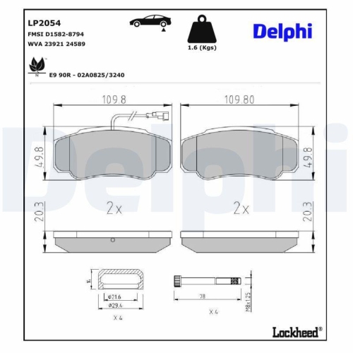 DELPHI LP2054 Bremsbelagsatz, Scheibenbremse f&uuml;r NISSAN RENAULT RENAULT TRUCKS