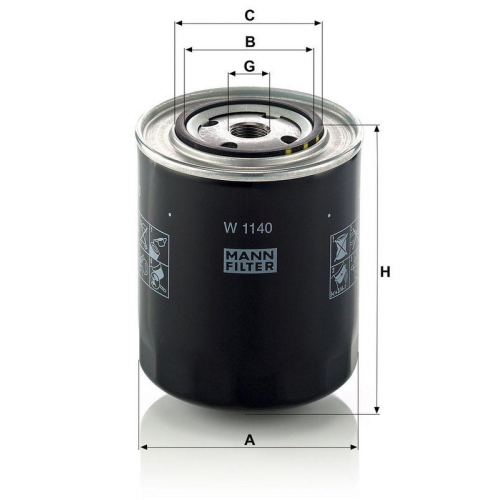 MANN-FILTER W 1140 Filter, Arbeitshydraulik f&uuml;r FIAT FORD IVECO BOMAG CASE IH
