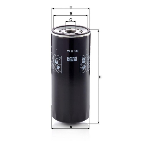 MANN-FILTER W 11 102 Filter, Arbeitshydraulik f&uuml;r DAF IVECO BOMAG CASE IH MWM