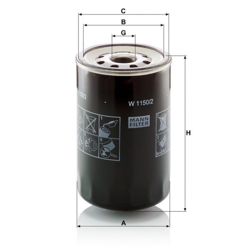 MANN-FILTER W 1150/2 Filter, Arbeitshydraulik f&uuml;r FIAT ISUZU IVECO MITSUBISHI