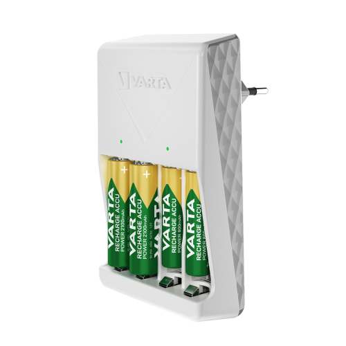 VARTA Mini Charger Ladegerät lädt 2 AA/AAA gleichzeitig & 4x AA Batterien