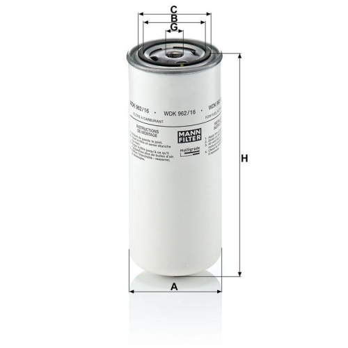MANN-FILTER WDK 962/16 Kraftstofffilter f&uuml;r IVECO CASE IH SPERRY NEW HOLLAND