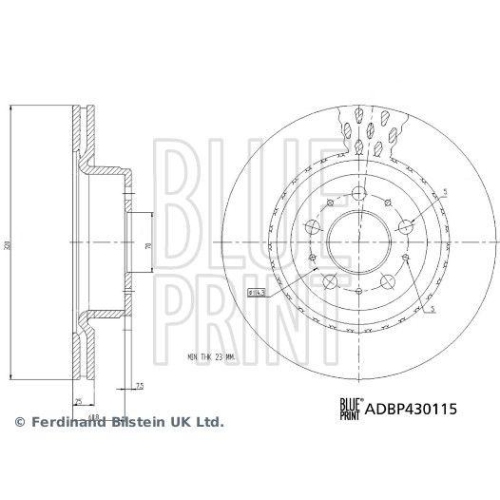 BLUE PRINT ADBP430115 2 St&uuml;ck Bremsscheiben f&uuml;r TESLA, Vorderachse