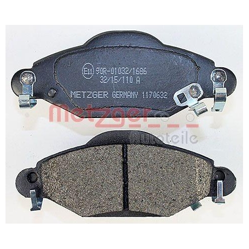 Bremsbelagsatz, Scheibenbremse METZGER 1170632 f&uuml;r TOYOTA, Vorderachse