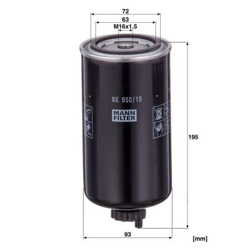 MANN-FILTER WK 950/19 Kraftstofffilter f&uuml;r IVECO ASTRA HEULIEZ CASE IH CLAAS