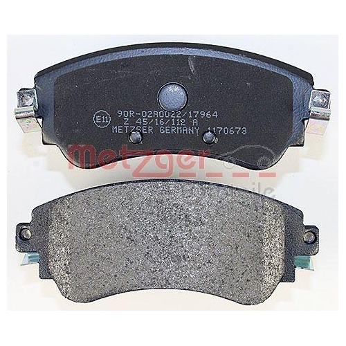 Bremsbelagsatz, Scheibenbremse METZGER 1170673 f&uuml;r CITRO&Euml;N, Vorderachse