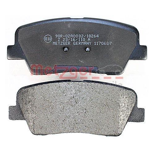 Bremsbelagsatz, Scheibenbremse METZGER 1170687 f&uuml;r HYUNDAI KIA, Hinterachse