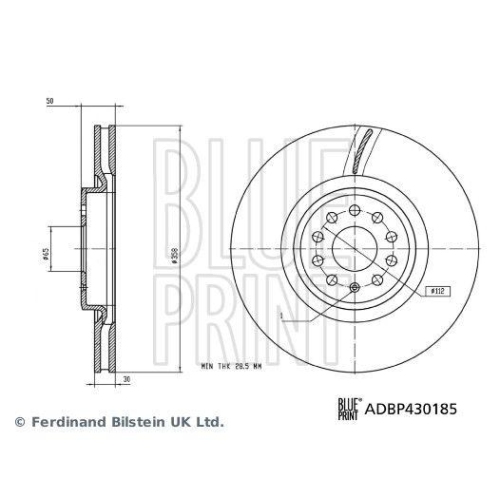 BLUE PRINT ADBP430185 2 St&uuml;ck Bremsscheiben f&uuml;r AUDI SKODA VW, Vorderachse