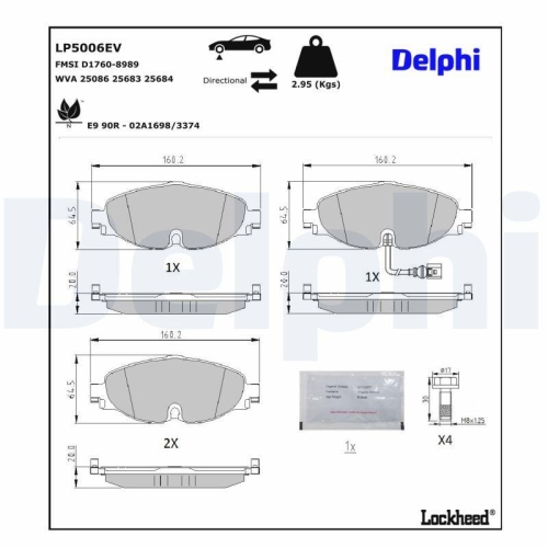 DELPHI LP5006EV Bremsbelagsatz, Scheibenbremse f&uuml;r AUDI SEAT SKODA VW