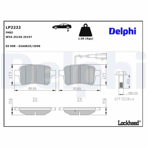 DELPHI LP2222 Bremsbelagsatz, Scheibenbremse f&uuml;r ALFA ROMEO, Hinterachse