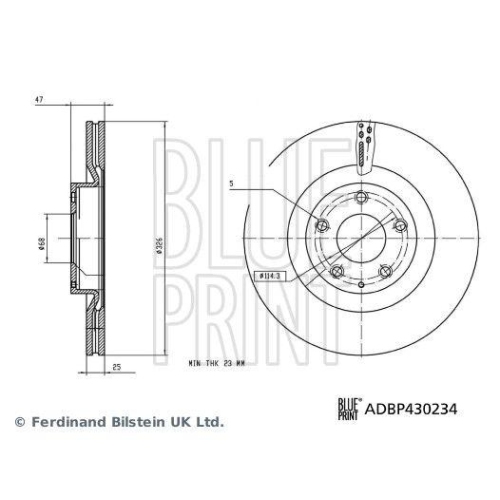 BLUE PRINT ADBP430234 2 St&uuml;ck Bremsscheiben f&uuml;r MAZDA, Vorderachse