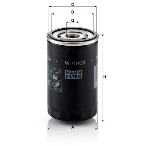 &Ouml;lfilter MANN-FILTER W 719/30 f&uuml;r VAG STILL KUBOTA LINDE JUNGHEINRICH