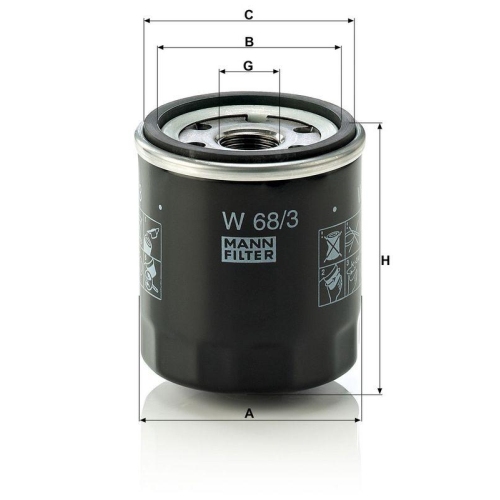 &Ouml;lfilter MANN-FILTER W 68/3 f&uuml;r CITRO&Euml;N DAIHATSU FORD PEUGEOT SUZUKI TOYOTA AGCO