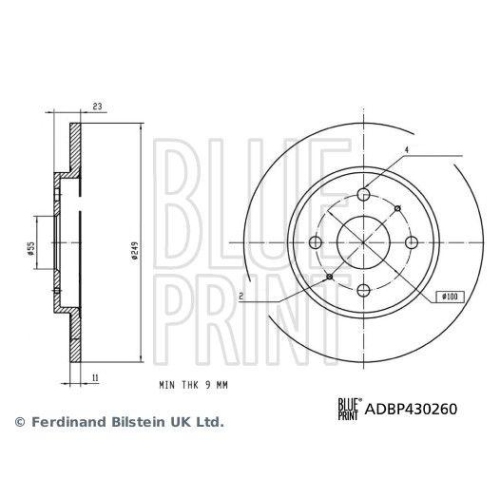 BLUE PRINT ADBP430260 2 St&uuml;ck Bremsscheiben f&uuml;r BYD, Hinterachse