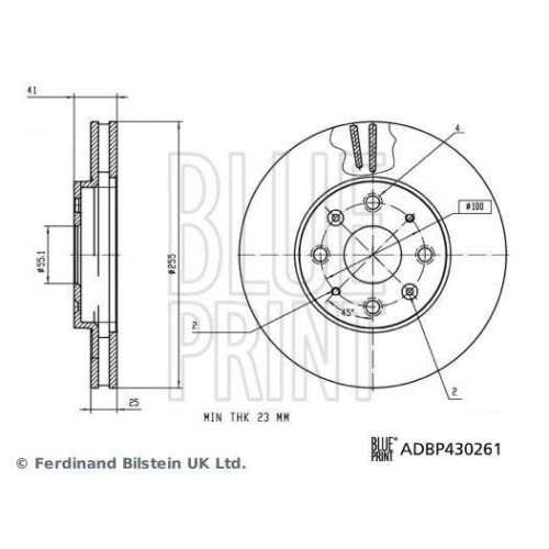 BLUE PRINT ADBP430261 2 St&uuml;ck Bremsscheiben f&uuml;r BYD, Vorderachse