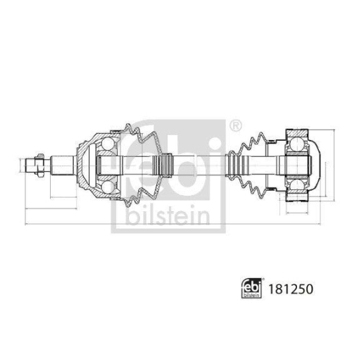 FEBI BILSTEIN Antriebswelle 181250 f&uuml;r AUDI SEAT SKODA VW, Vorderachse links