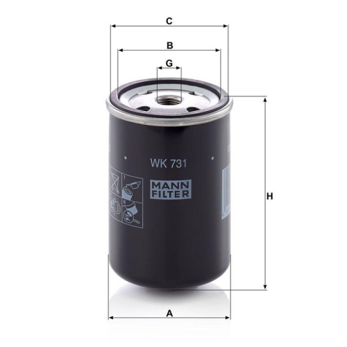 Kraftstofffilter MANN-FILTER WK 731 f&uuml;r AUW&Auml;RTER BMW FIAT FORD HANOMAG HENSCHEL