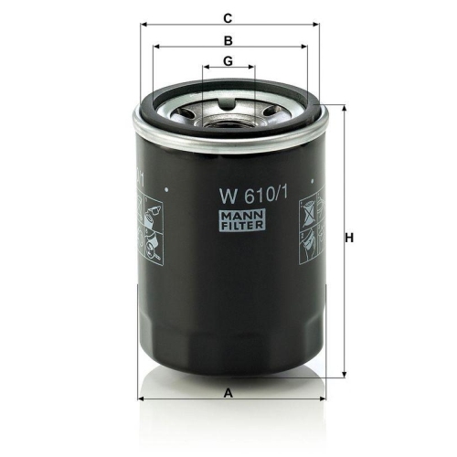 �lfilter MANN-FILTER W 610/1 f�r DAIHATSU FIAT SUZUKI VOLVO VAG CASE IH O K