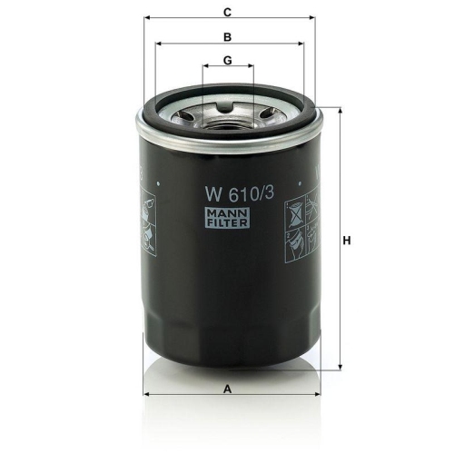 &Ouml;lfilter MANN-FILTER W 610/3 f&uuml;r CITRO&Euml;N FIAT FORD HONDA ISUZU MAZDA MITSUBISHI