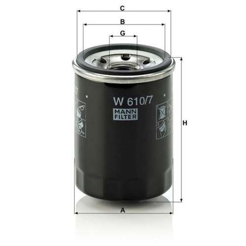 &Ouml;lfilter MANN-FILTER W 610/7 f&uuml;r HYUNDAI