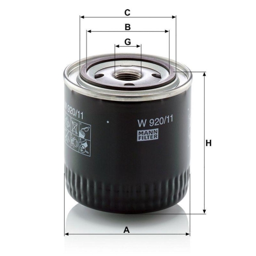 &Ouml;lfilter MANN-FILTER W 920/11 f&uuml;r HONDA PERKINS SCHAEFF GEHL