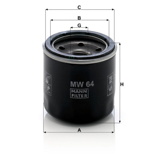 &Ouml;lfilter MANN-FILTER MW 64 f&uuml;r JCB INGERSOLL-RAND MELROE YAMAHA KAWASAKI GEHL