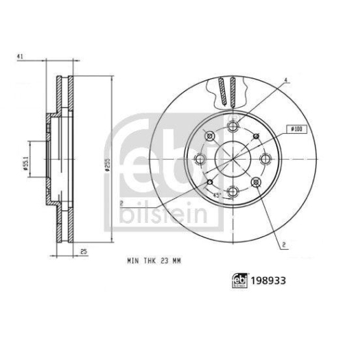 FEBI BILSTEIN 198933 2 St&uuml;ck Bremsscheiben f&uuml;r BYD, Vorderachse
