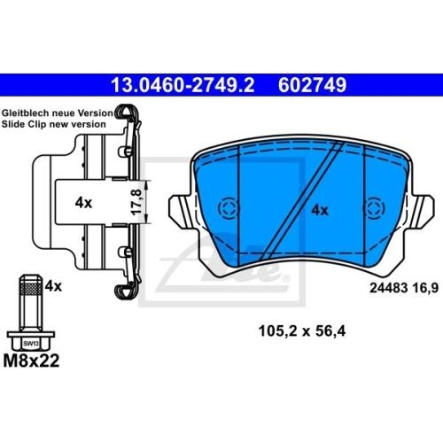 Bremsscheibe ATE 24.0130-0220.1 für SEAT SKODA VAG, Vorderachse