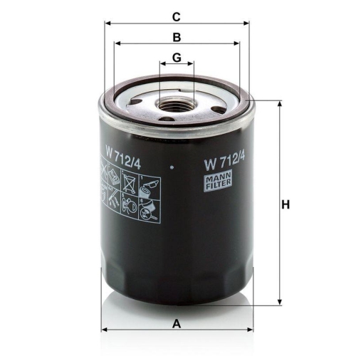 Filter, Arbeitshydraulik MANN-FILTER W 712/4 f&uuml;r AEBI CITRO&Euml;N FORD VOLVO AGRIA