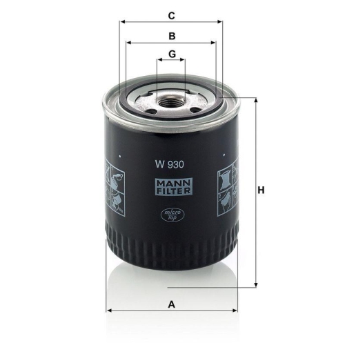 Filter, Arbeitshydraulik MANN-FILTER W 930 f&uuml;r FIAT MAZDA PEUGEOT RENAULT STEYR