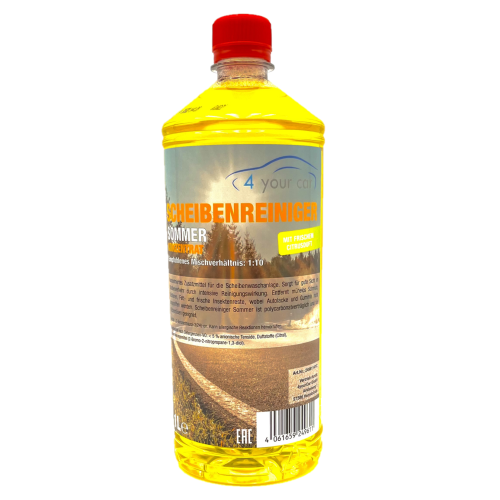 4yourcar Scheibenreiniger Konzentrat Sommer mit Frischem Citrusduft 1 L Empfohlenes Mischverhältnis 1:10