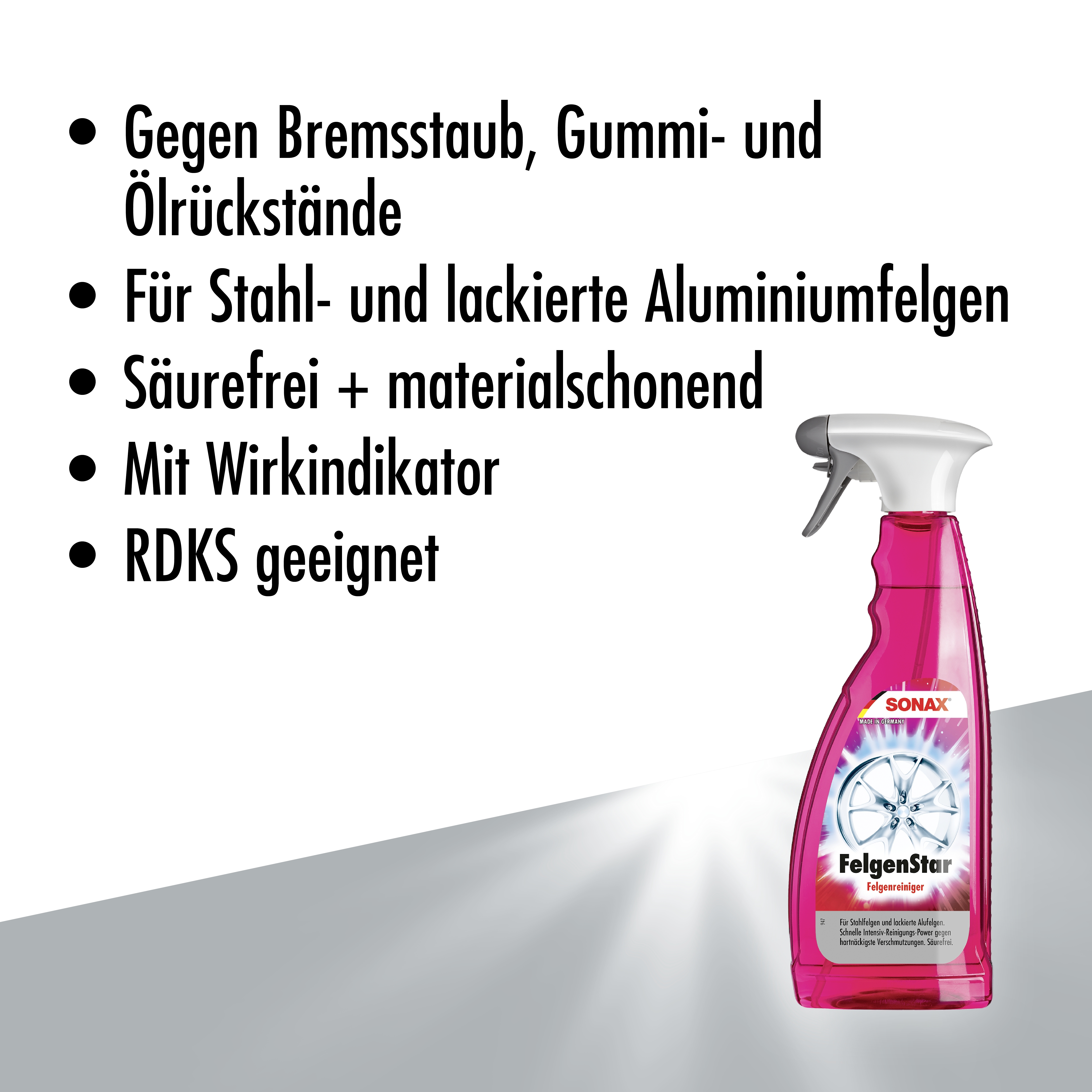 SONAX FelgenStar kraftvoller Felgenreiniger zur effektiven Reinigung Stahlfelgen Aluminiumfelgen 1x750ml