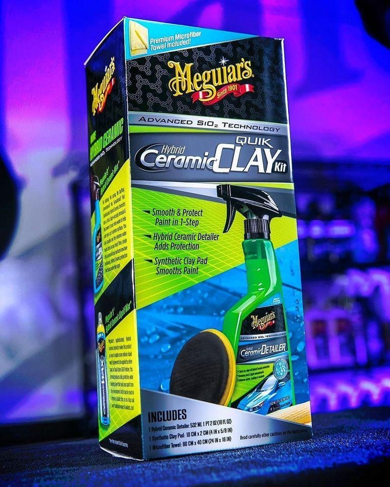 Meguiars G200200EU Hybrid Ceramic Quik Clay Kit Knetpad mit Detailer 532 ml