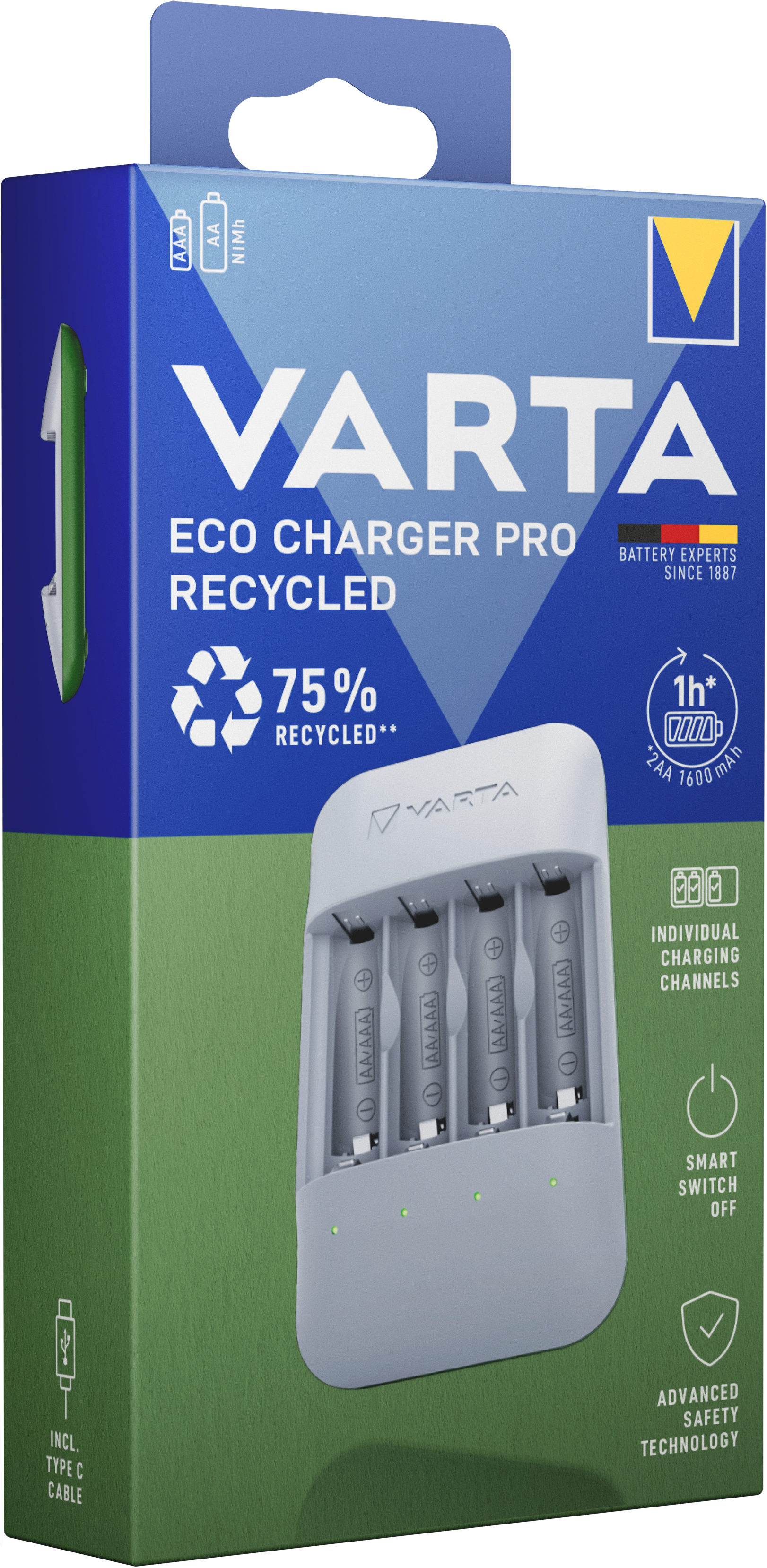 VARTA Eco Charger Pro Recycled Box Ladegerät Batterieladegerät ohne Batterien