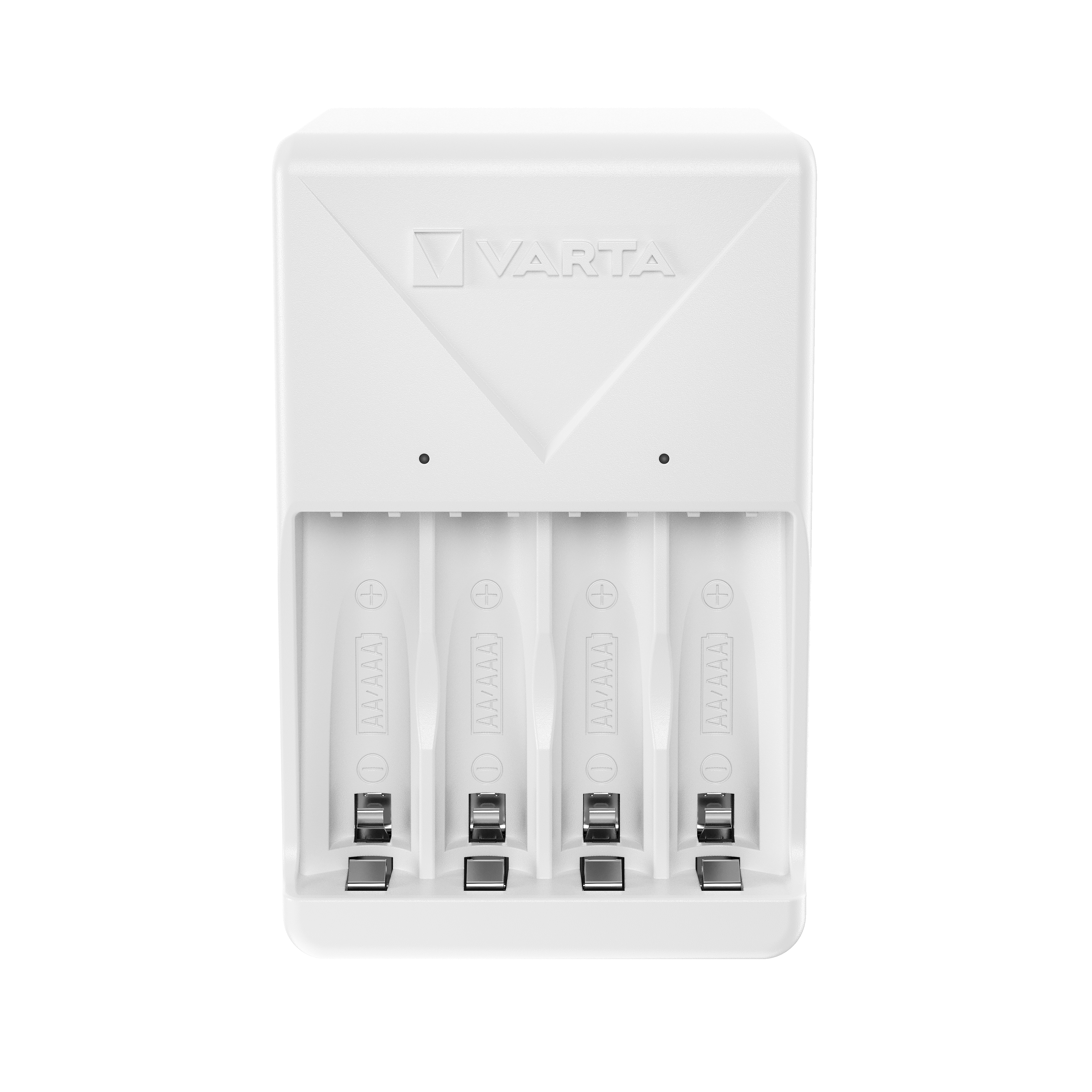 VARTA Mini Charger Ladegerät lädt 2 AA/AAA gleichzeitig & 4x AA Batterien